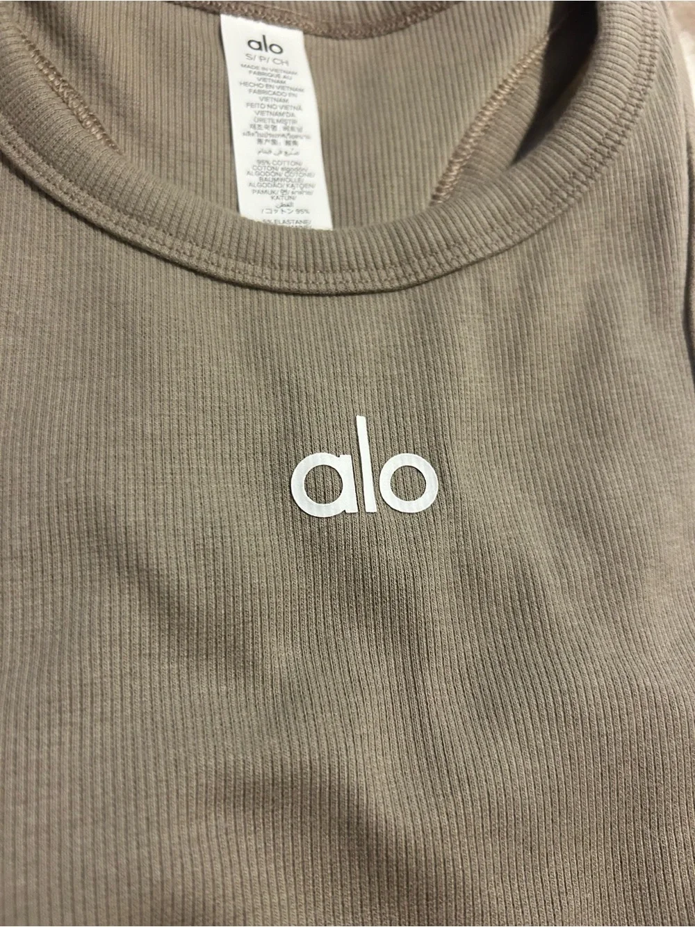 ALO Yoga Women's Ribbed Cropped Tank Top in Taupe